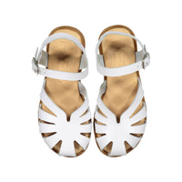Papanatas White Raw Leather Braided Sandals