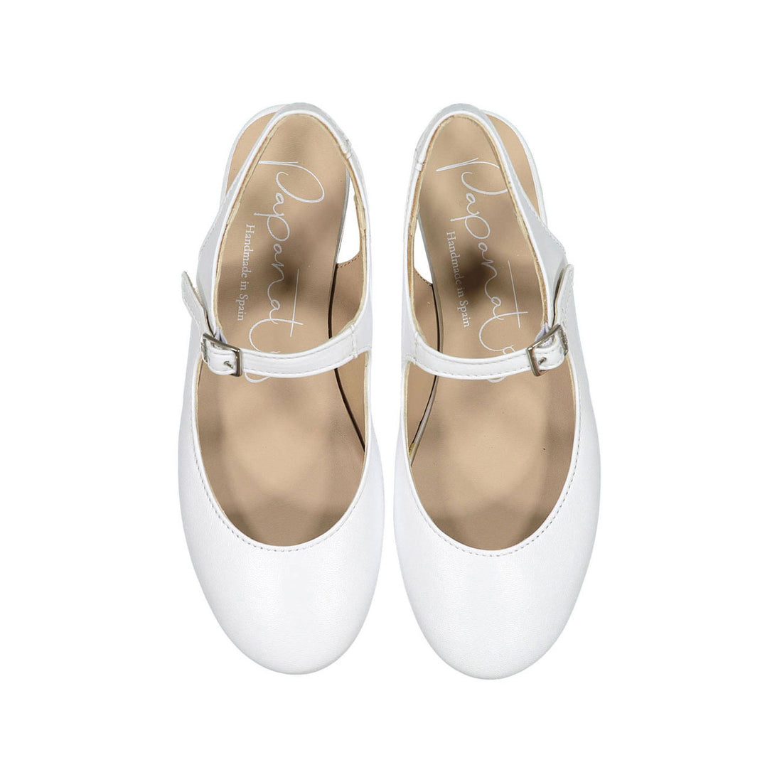 Papanatas White Leather Slingback Mary Janes