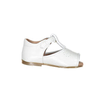 Papanatas White Leather Designed Open Toe Shoes