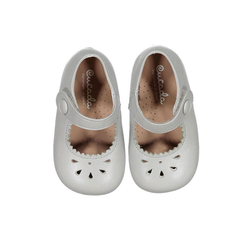 Papanatas Cement Leather Openwork Baby Mary Janes
