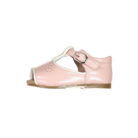Papanatas Pale Pink Leather Designed Open Toe Shoes