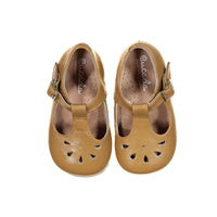 Papanatas Camel Leather Petal Detail Baby Shoes
