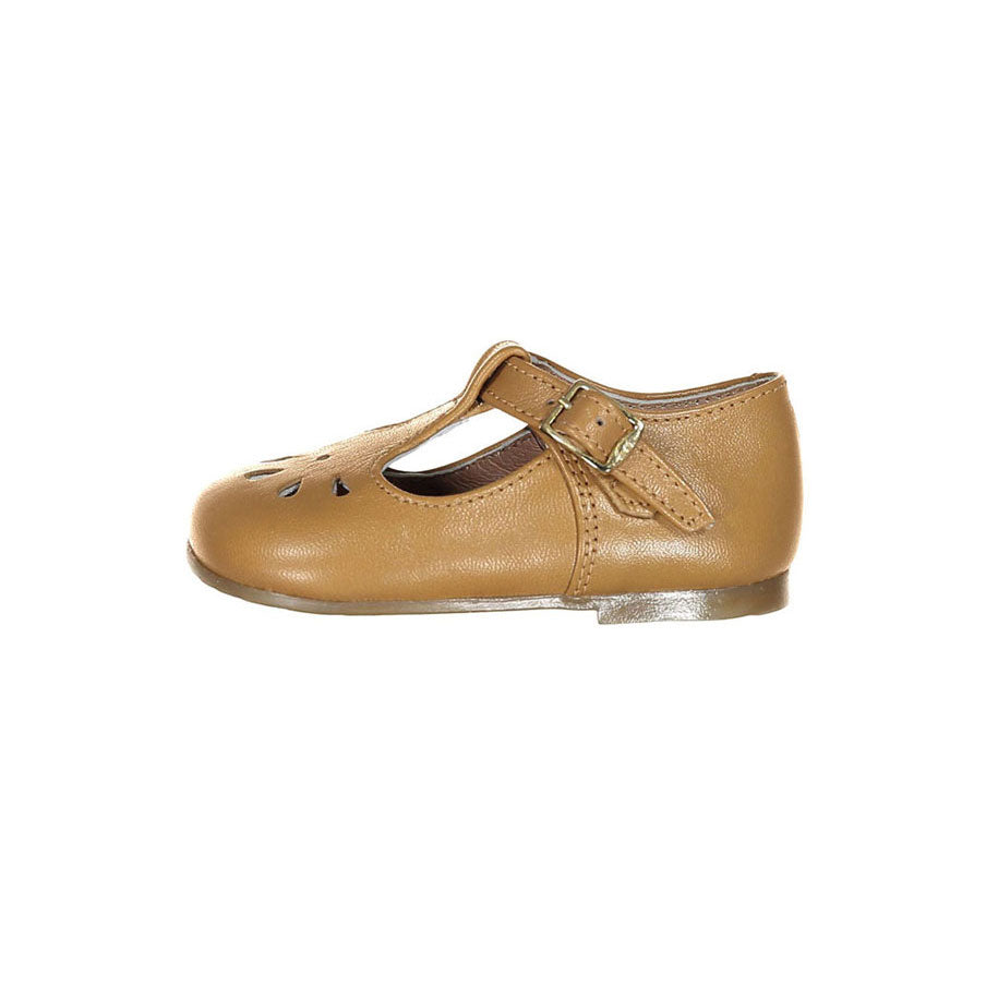 Papanatas Camel Leather Petal Detail Baby Shoes