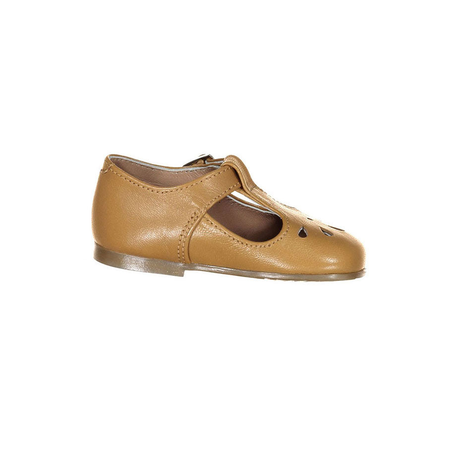 Papanatas Camel Leather Petal Detail Baby Shoes