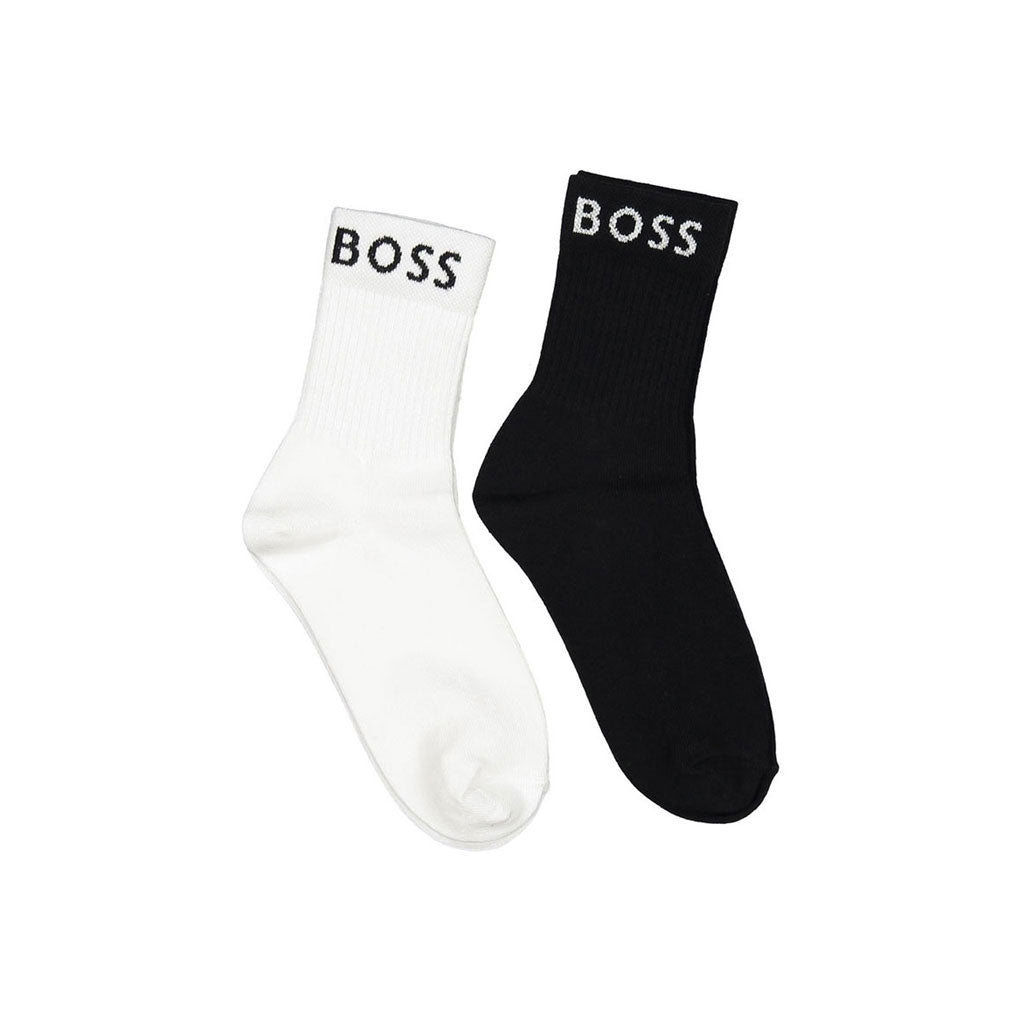 Hugo Boss White/Black 2 Pack Socks