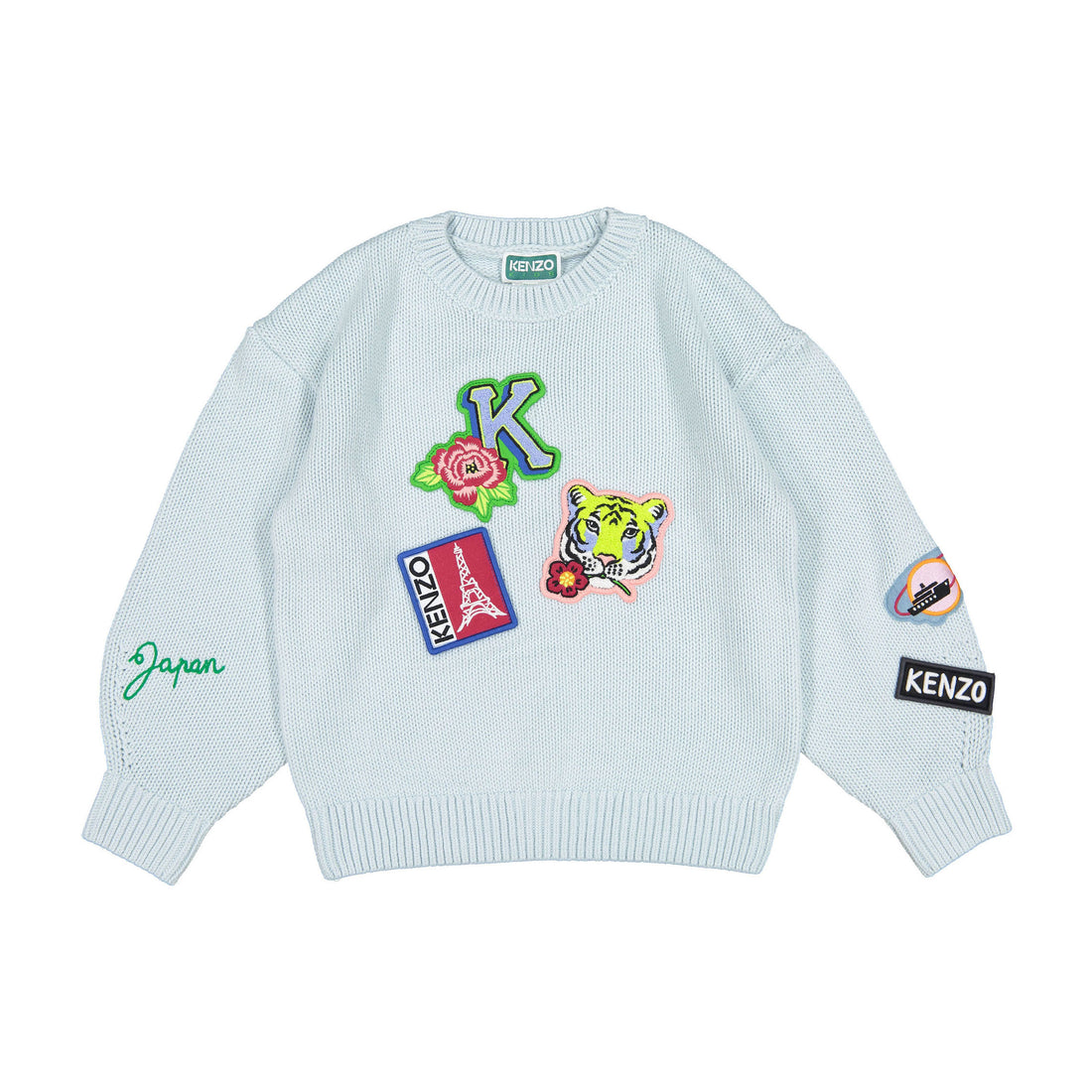 Kenzo Pale Blue Japan Journey Patch Sweater