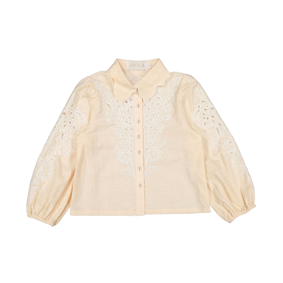 Petite Amalie Peach/White Camilla Embroidered Linen Shirt