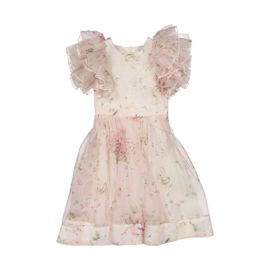 Petite Amalie Pink Print Rose Printed Organza Dress  Ladida