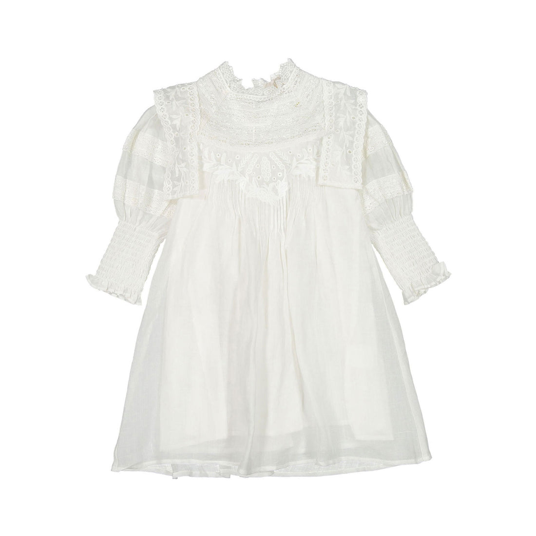 Petite Amalie White Heirloom Smock Dress