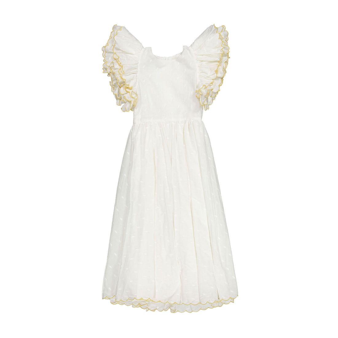 Petite Amalie White/Gold Scallop Dress