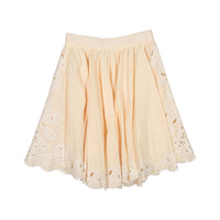 Petite Amalie Peach/White Camilla Linen Embrodiered Skirt