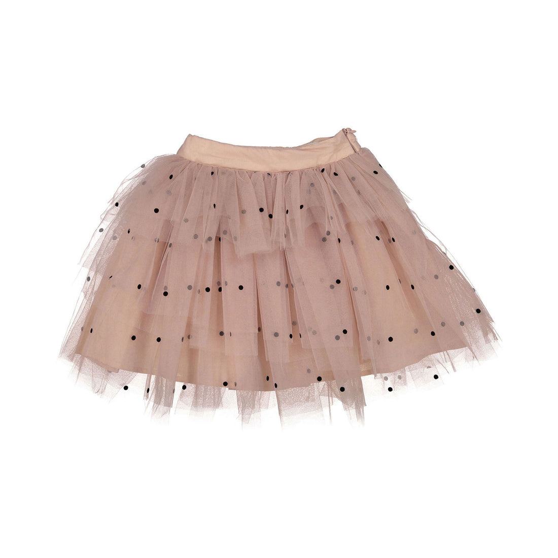 Petite Amalie Pink/Black Dotty Tulle Asymetric Skirt