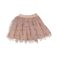 Petite Amalie Pink/Black Dotty Tulle Asymetric Skirt