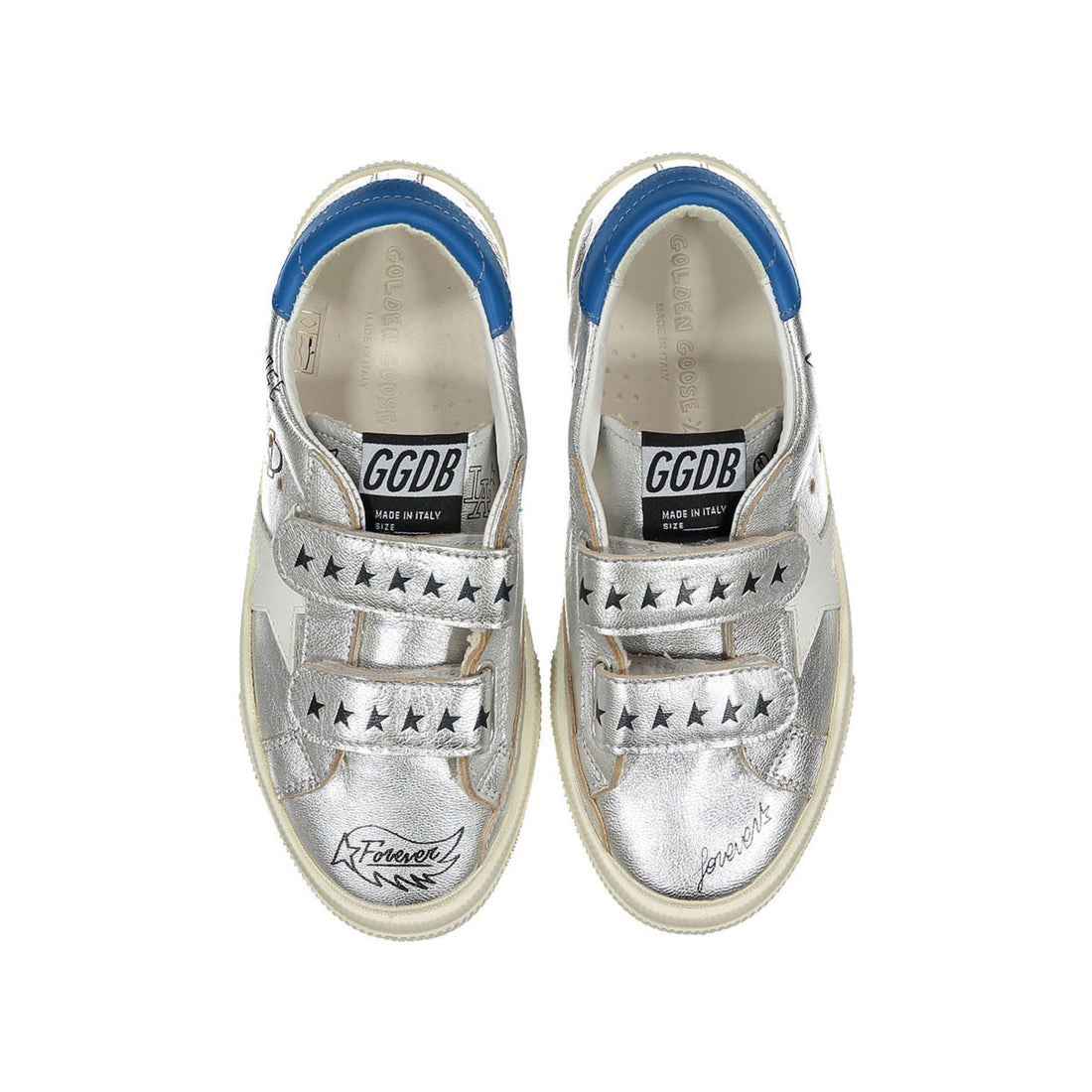 Golden Goose Silver/Light Blue May School Sneakers