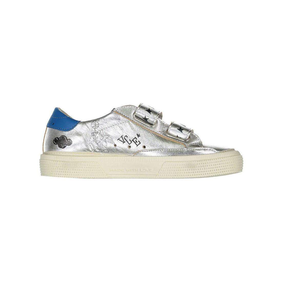 Golden Goose Silver/Light Blue May School Sneakers