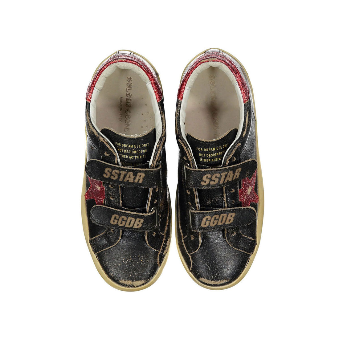 Golden Goose Black Tobacco/Red Old School Vintage Sneakers