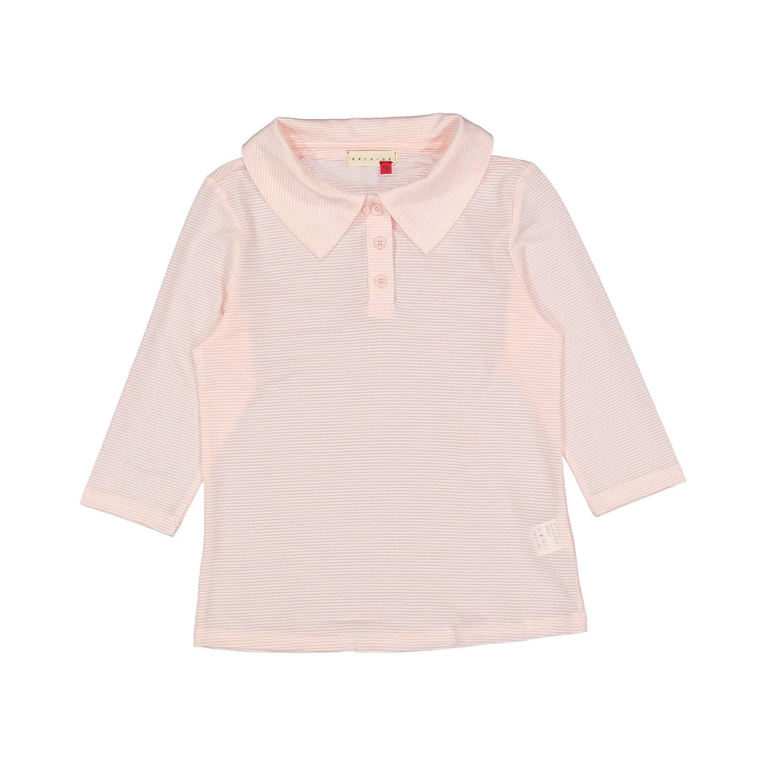 zero + us Collar Thin Pink Stripe Heart Tee