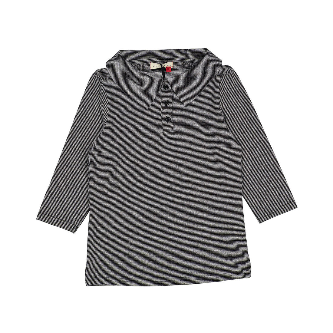 zero + us Collar Thin Black Stripe Heart Tee
