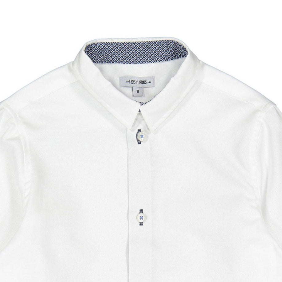 Boys and Arrows White With Navy Boxes Collar Shirt