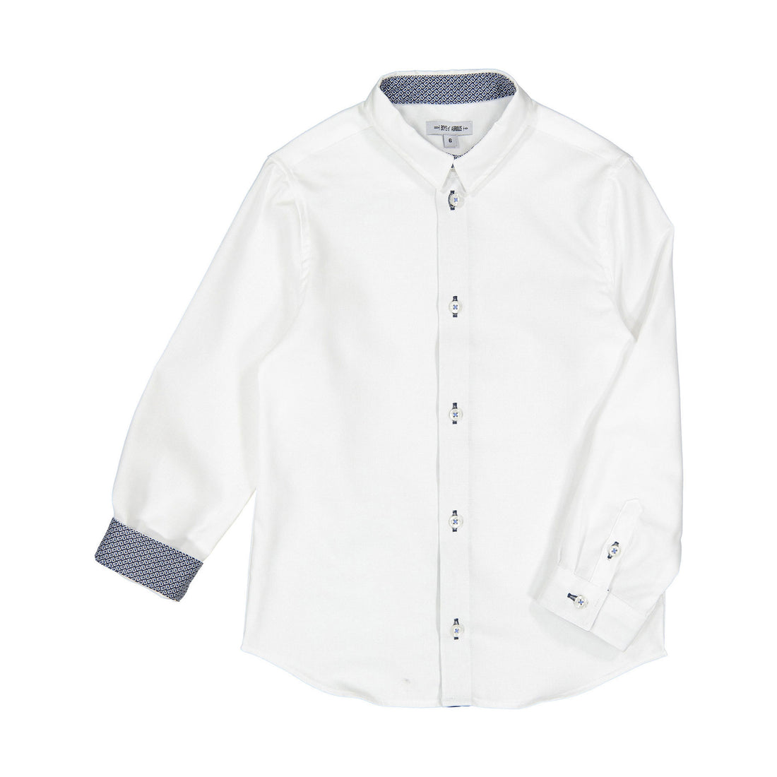 Boys and Arrows White With Navy Boxes Collar Shirt