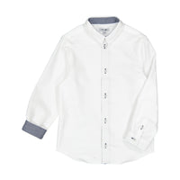 Boys and Arrows White With Navy Boxes Collar Shirt