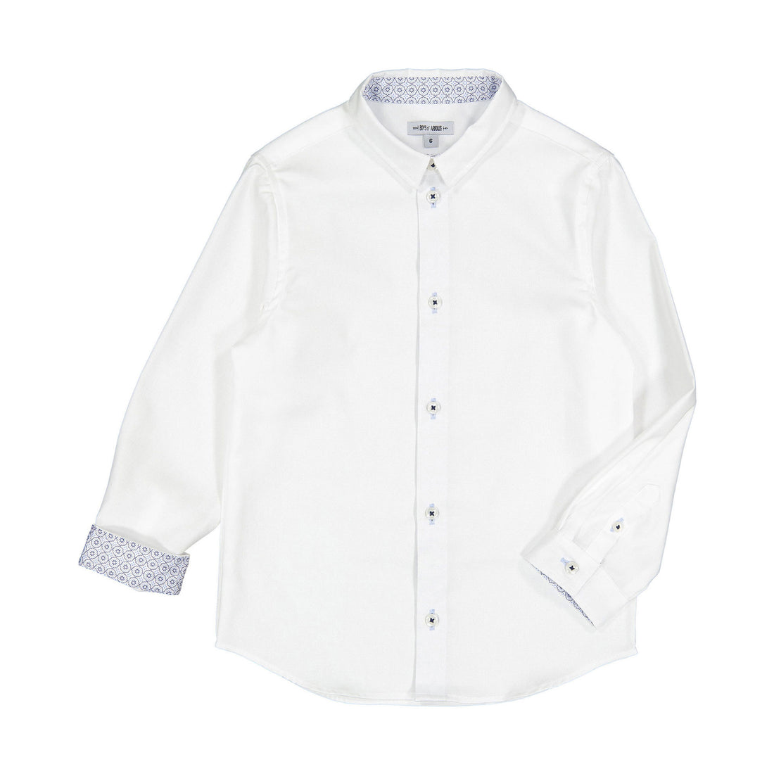 Boys and Arrows White With Blue Mix Design Collar Shirt