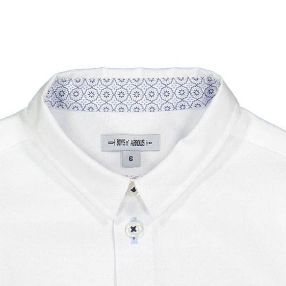 Boys and Arrows White With Blue Mix Design Collar Shirt