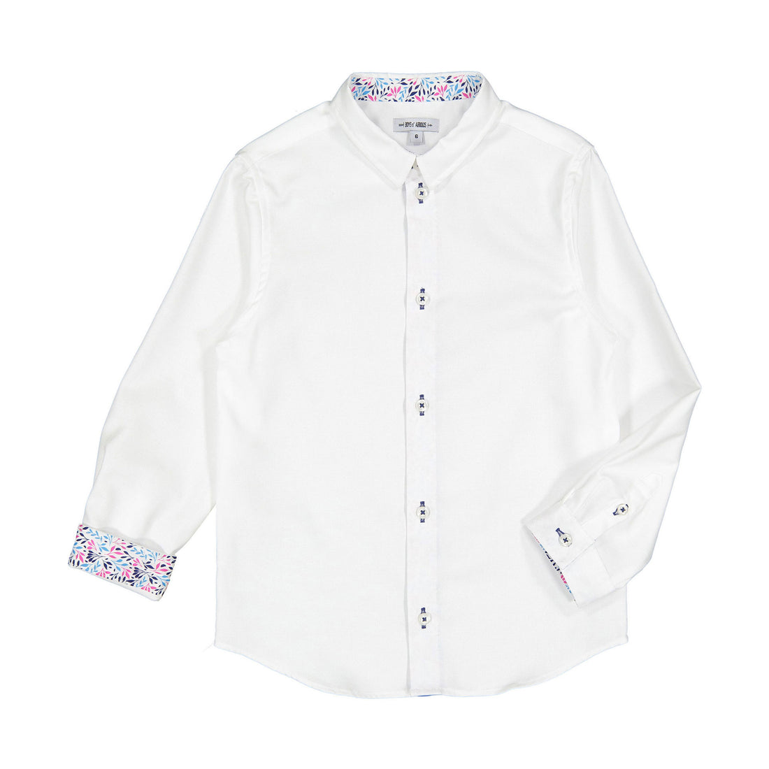 Boys and Arrows White With Multi Leaves Collar Shirt
