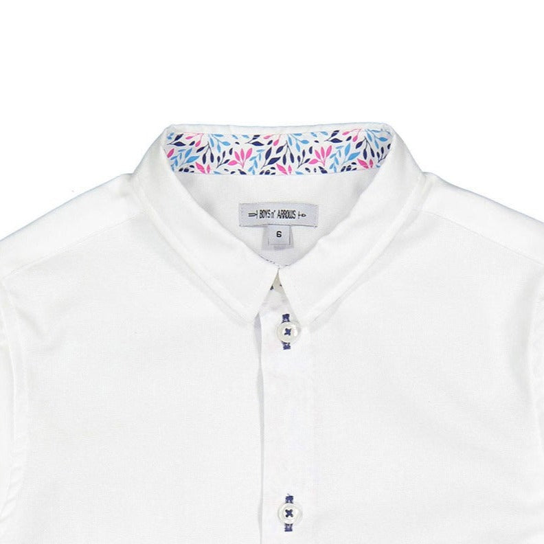 Boys and Arrows White With Multi Leaves Collar Shirt