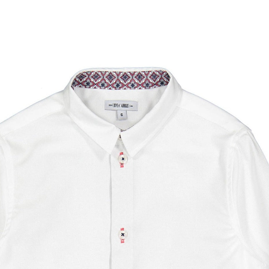 Boys and Arrows White With Red Design Collar Shirt