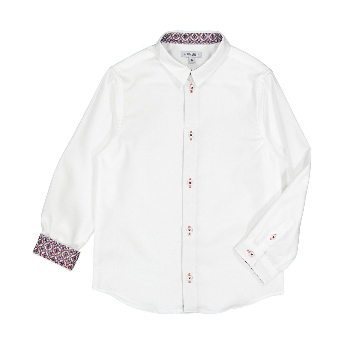 Boys and Arrows White With Red Design Collar Shirt