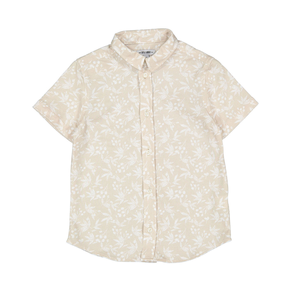 Boys and Arrows Beige Leaf Design Short Sleeve Shirt