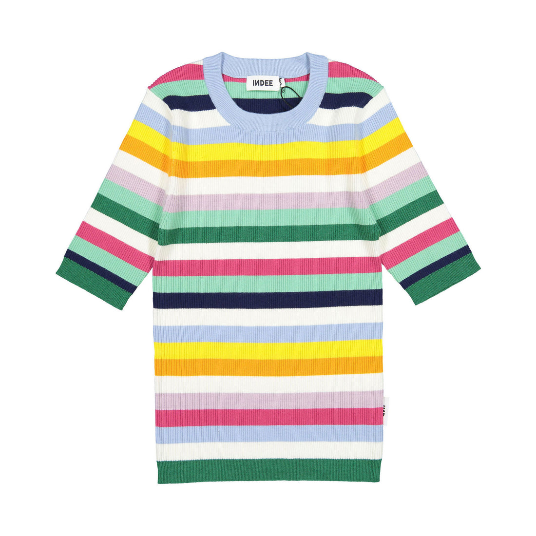 Indee Sky Blue Multi Striped Light Weight Sweater