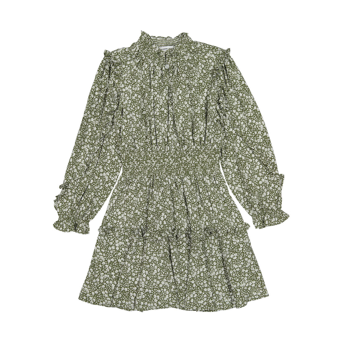 Designers Remix Khaki Flower Print Hawaii Smock Dress