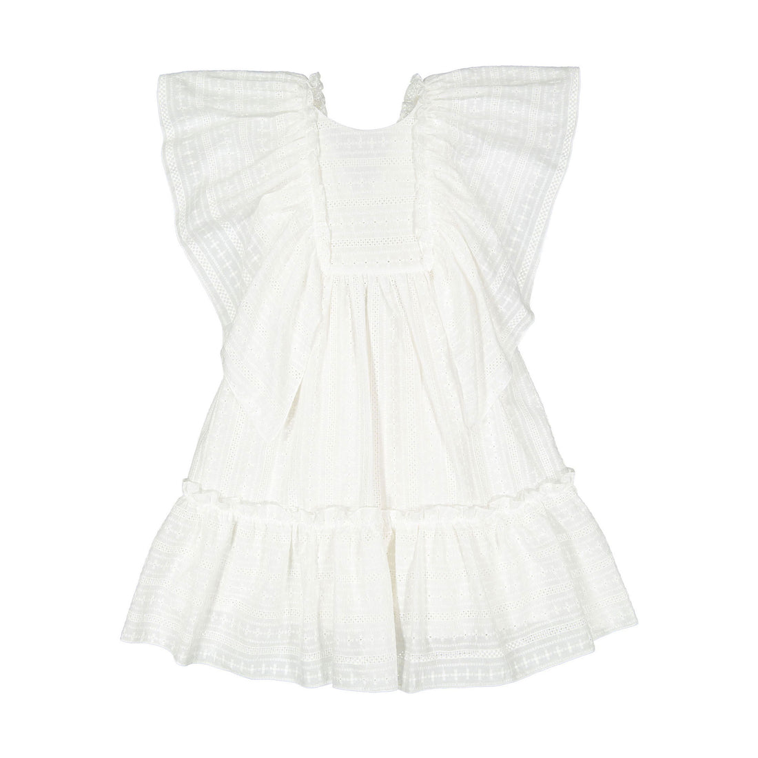 Nueces White Embroidery Vera Midi Dress