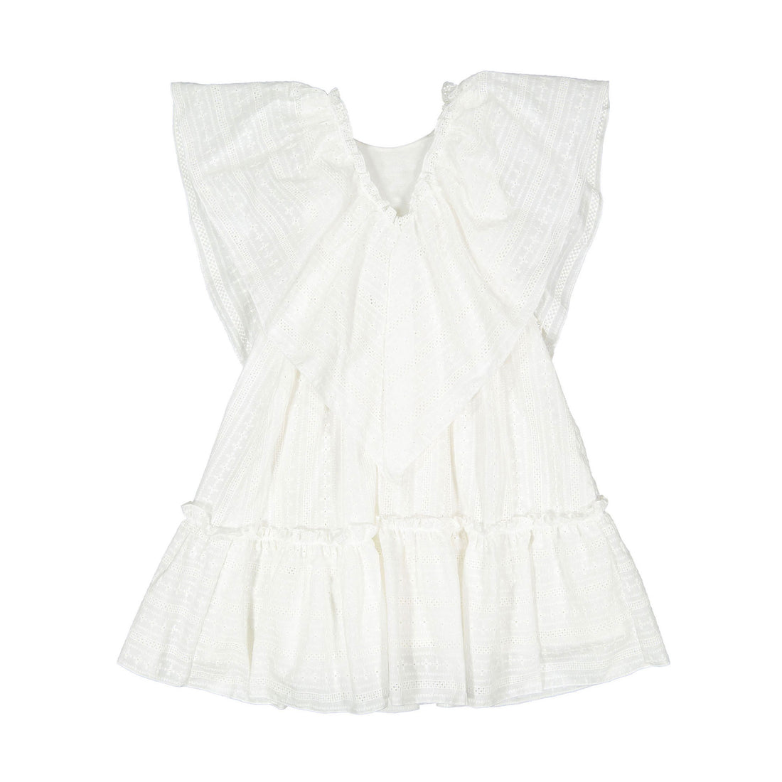 Nueces White Embroidery Vera Midi Dress