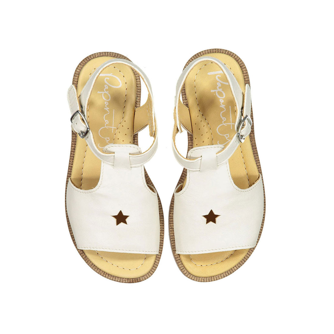 Papanatas Cream Leather Open Back Sandal