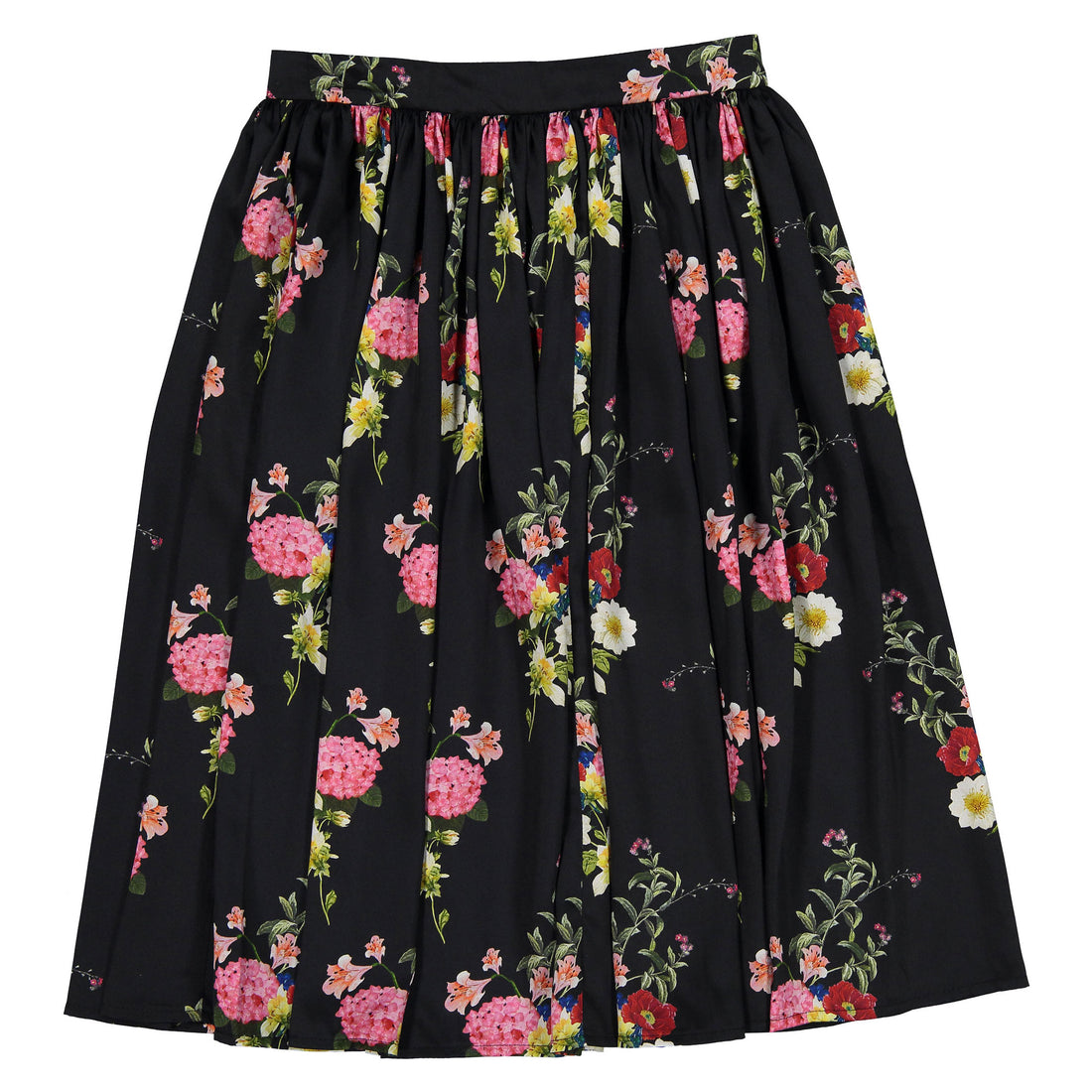 Christina Rohde Black Floral Silky Skirt