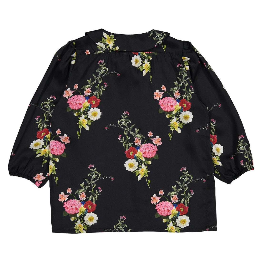 Christina Rohde Black Floral Round Collar Blouse