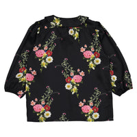 Christina Rohde Black Floral Round Collar Blouse