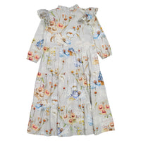 Christina Rohde  Light Blue Floral Ruffle Sleeve Maxi Dress