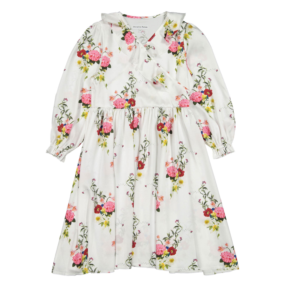 Christina Rohde White Floral V-Neck Dress
