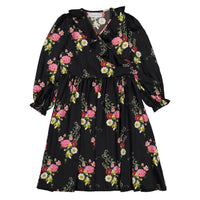 Christina Rohde Black Floral V-Neck Dress