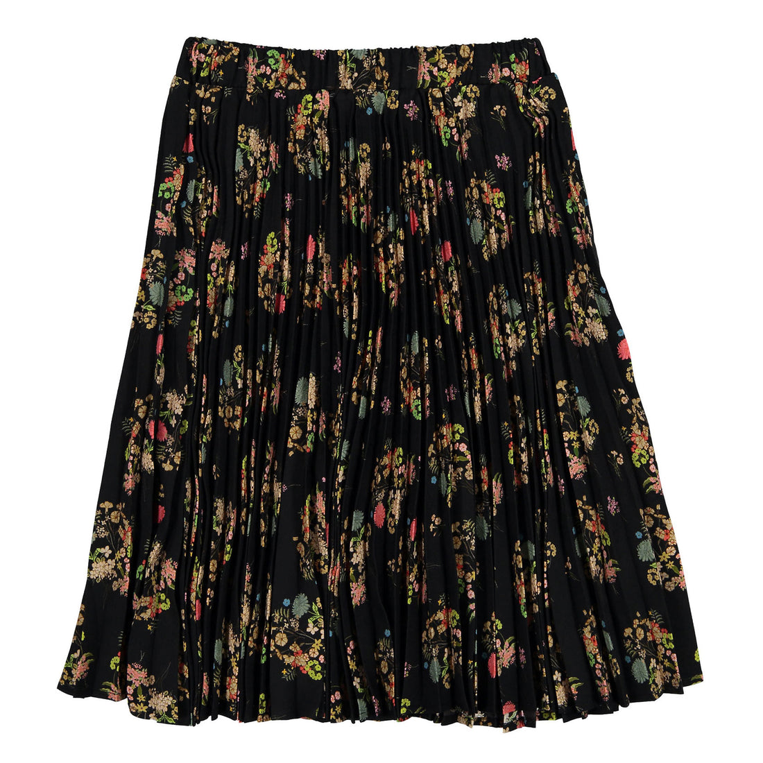 Christina Rohde Black Floral Pleated Skirt