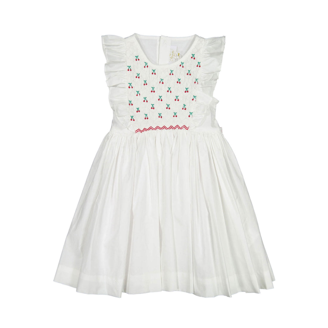 Antoinette Paris White Cherry Flutter Sleeve Dress