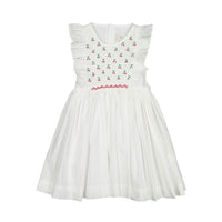 Antoinette Paris White Cherry Flutter Sleeve Dress