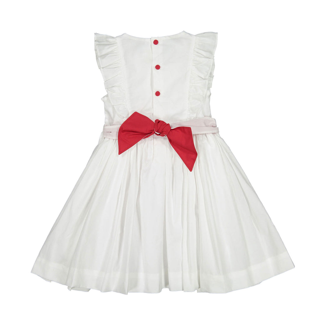 Antoinette Paris White Cherry Flutter Sleeve Dress