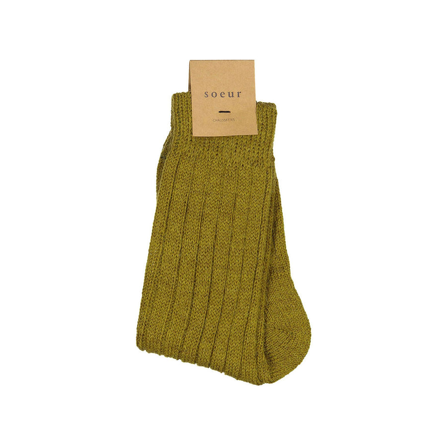 Soeur Khaki Ribbed Sock