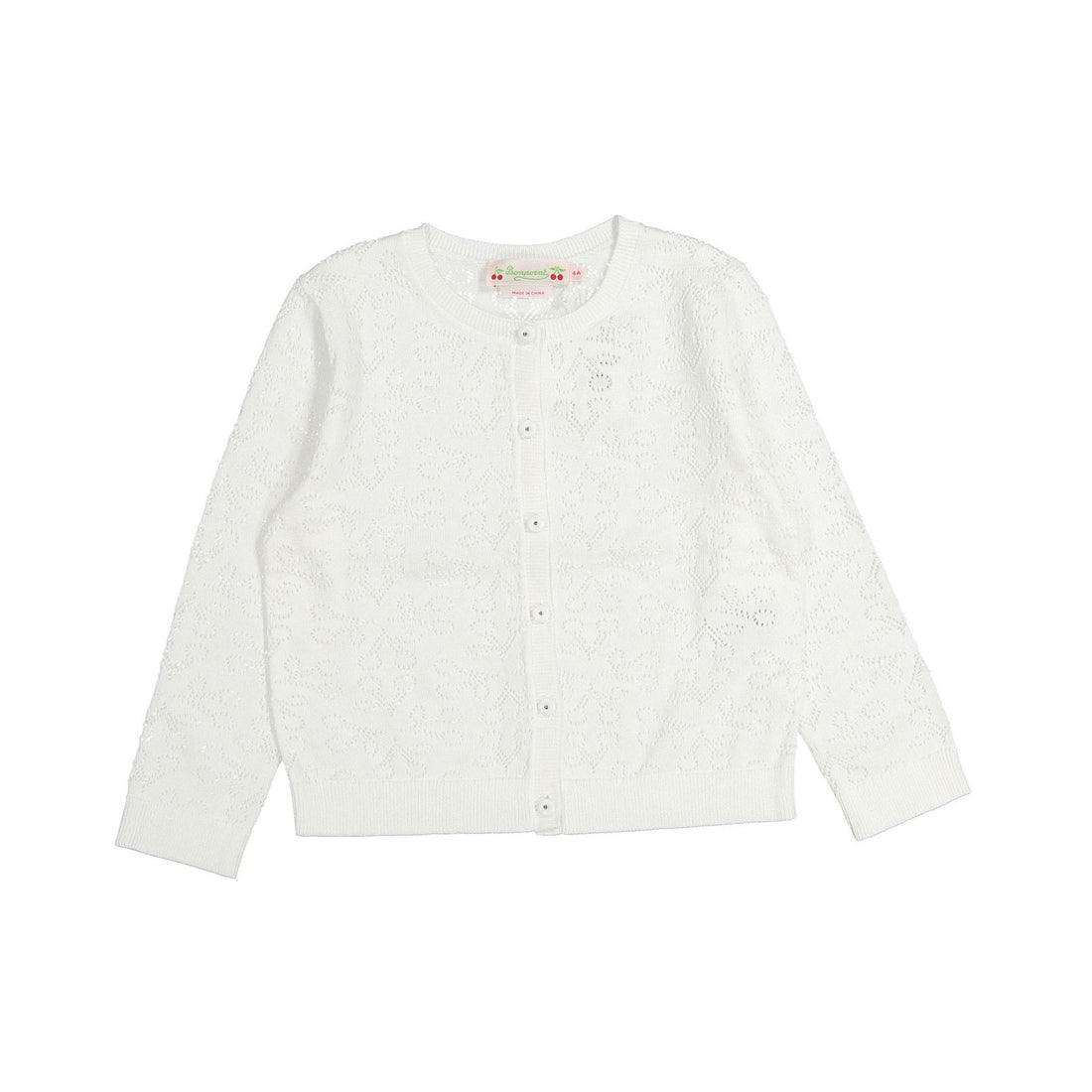 Bonpoint Ecru Cherry Openwork Cardigan