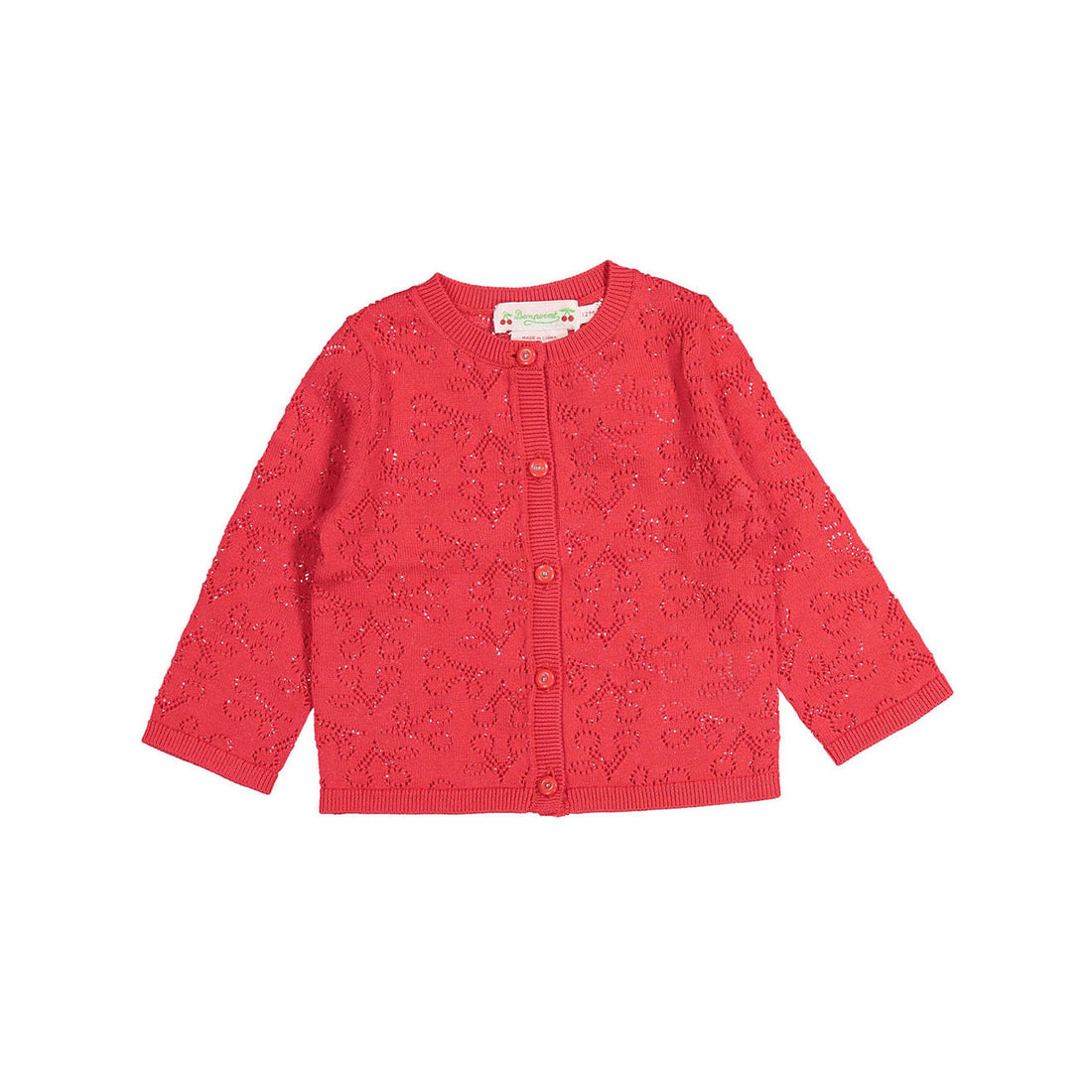 Bonpoint Red Openwork Clayel Baby Cardigan